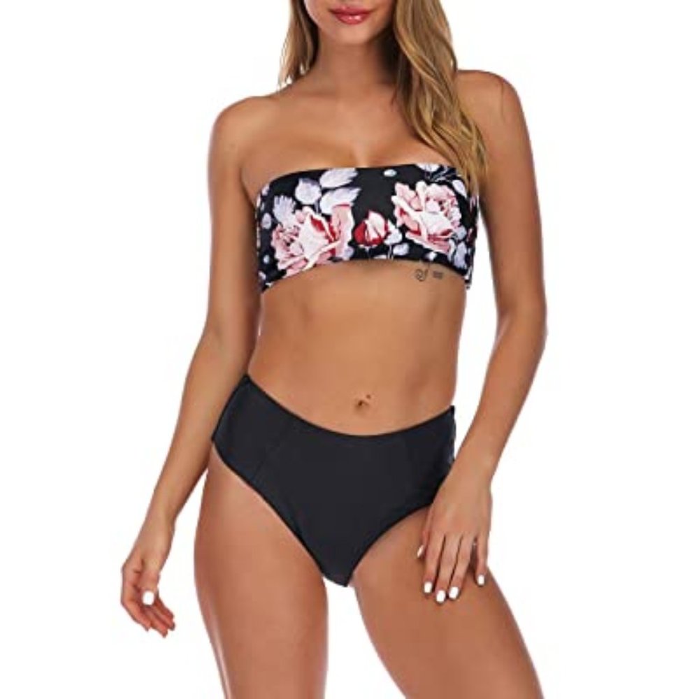 OMKAGI Off Shoulder High Waist Swimsuit New